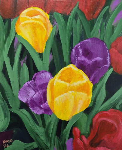 Acrylic Tulips by David Zamudio, Painting for Sale on Singulart