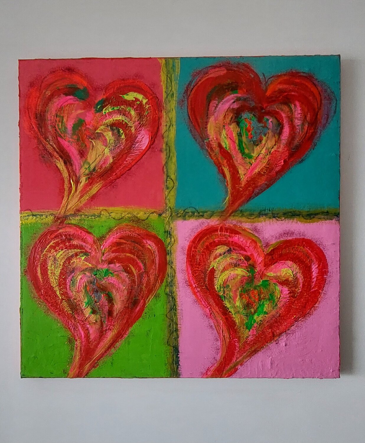 Four Hearts - One Soul Ellen-Nizsa Boras Origineel schilderij te koop
