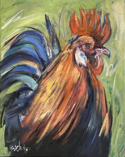 One Messy Chicken par Alan Metzger, Peinture en vente sur Singulart