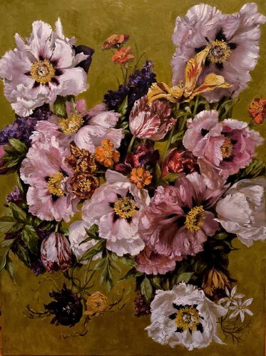 Kokveida peonijas de Inese Elizabete Brimerberga, Pintura a la venta en Singulart
