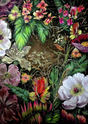 Starp gaismu un ēnu uzplaukst dārzs, kas aug no klusuma un sapņiem. par Inese Elizabete Brimerberga, Peinture en vente sur Singulart