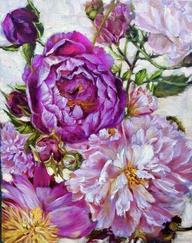 Peonijas di Inese Elizabete Brimerberga, Pittura in vendita su Singulart