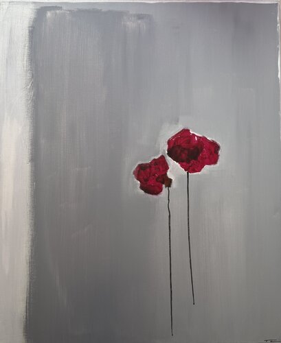 Zwei Blüten im stillen Raum by Stefani Tounsi, Painting for Sale on Singulart