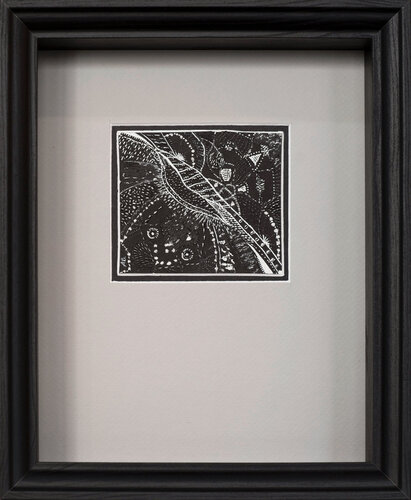 "Biological Abstraction" Scratchboard Art (2026) – Powerful Monochrome Statement van Ala Botnarescu, Andere media te koop op Singulart