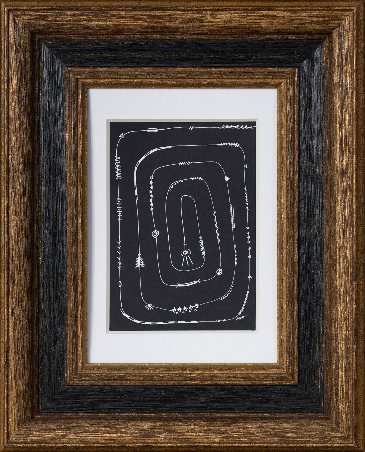 Original Minimalist Drawing – Simple B&W Game | Joyful B&W Art Ala Botnarescu Zeichnungen zu verkaufen