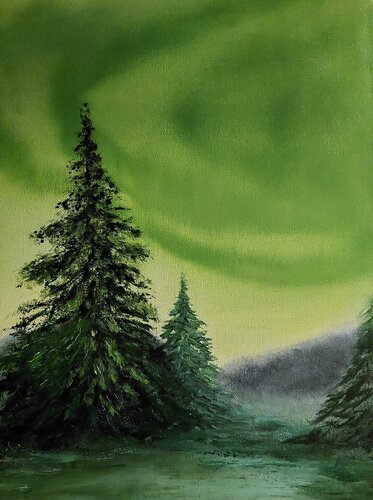 Green aurora by Agata Ziembińska, Painting for Sale on Singulart