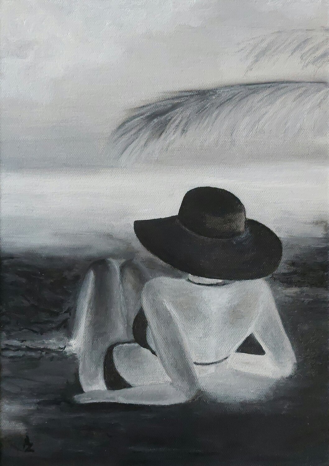 On the beach in negative Agata Ziembińska Dipinto originale in vendita