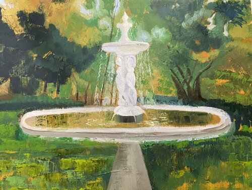 La Fuente de las Náyades- Parque de El Retiro-Madrid. par Rosa Ojosnegros, Peinture en vente sur Singulart