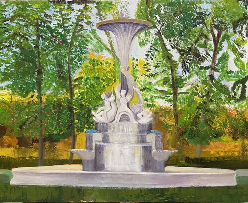 La fuente de los Galápagos- Parque de el Retiro. Madrid by Rosa Ojosnegros, Painting for Sale on Singulart