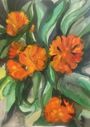 Clivias del Jardín Botánico de Madrid, en Primavera par Rosa Ojosnegros, Peinture en vente sur Singulart