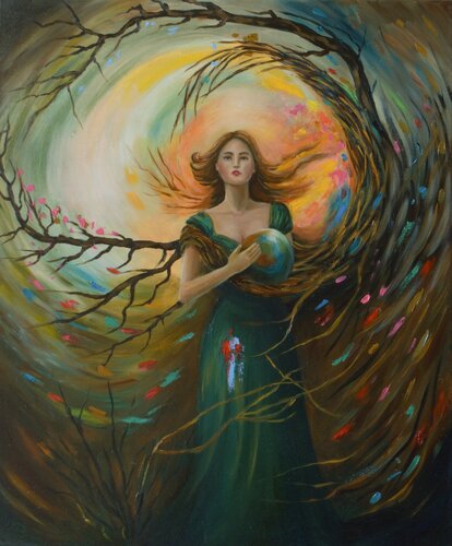 Inner Worlds: Keeper of the World par Тамара Роєнко, Peinture en vente sur Singulart