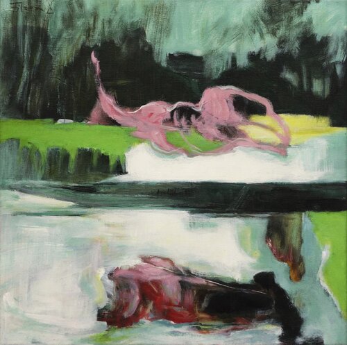 Relikt am Fluss by Jürgen Büse Filzen, Painting for Sale on Singulart