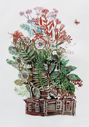 Maison avec jardin II de Anna Shibanova, Obra en papel a la venta en Singulart