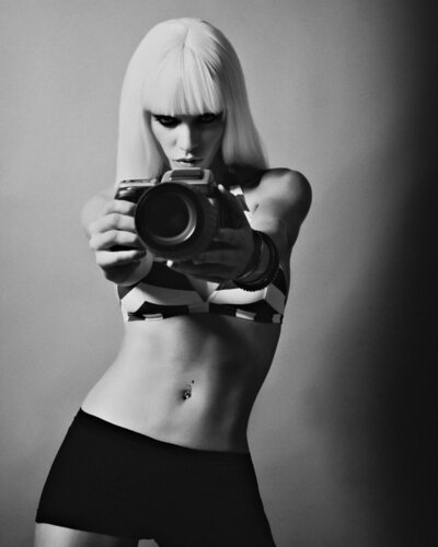 Dubai – Fine Art Female Portrait | Sensual Woman with Vintage Camera by Hikmat Wehbi, Photography for Sale on Singulart