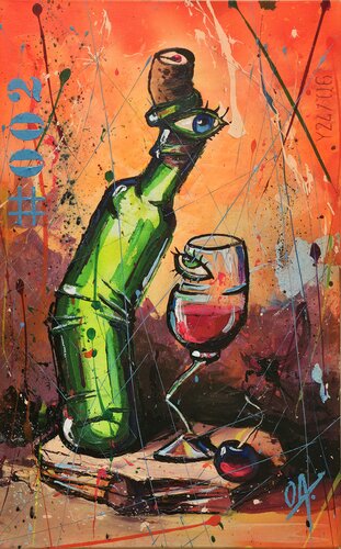 Crazy Bottle and Wine Cup by Onofre Alarcón, Painting for Sale on Singulart