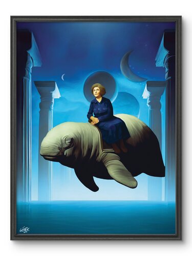 Old lady on manatee (Ether) by Kiká Gómez Ilián, Print for Sale on Singulart