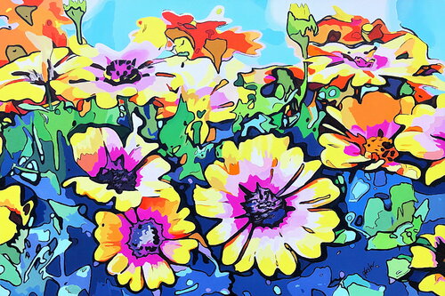 Dance of the Blue-Eyed Daisy by John Jaster, Painting for Sale on Singulart