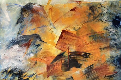 Oiseaux de feu by Isabelle Schenckbecher-Quint, 종이 for Sale on Singulart