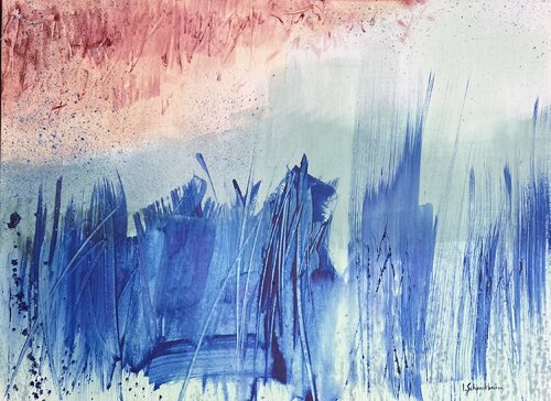 Herbes bleues by Isabelle Schenckbecher-Quint, 회화 for Sale on Singulart