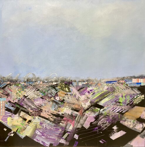 Faded Blue and Natural Layers by Paula Menchen, 油畫 for Sale on Singulart