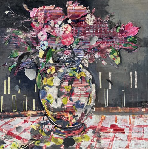 Still Life Flowers in a Glass Vase by Paula Menchen, Painting for Sale on Singulart