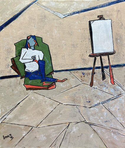Self-Portrait in the Studio by Marina Imar, Painting for Sale on Singulart
