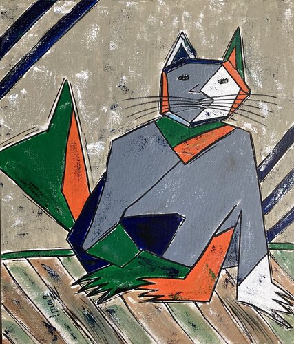 Origami Cat par Marina Imar, Peinture en vente sur Singulart