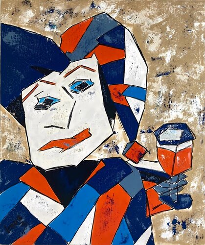 Harlequin with a Glass de Marina Imar, Pintura a la venta en Singulart
