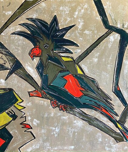 A woman with a parrot by Marina Imar, Painting for Sale on Singulart