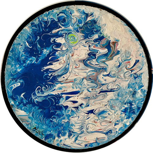 R4 Hermes - Ø 24.5cm by Nicole Yazbeck, Painting for Sale on Singulart