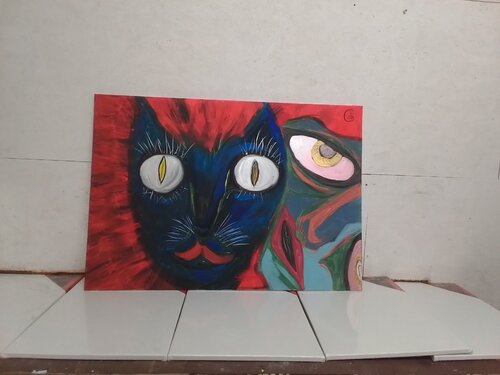 Schau, meine Katze by Mario Gnüchtel, Painting for Sale on Singulart