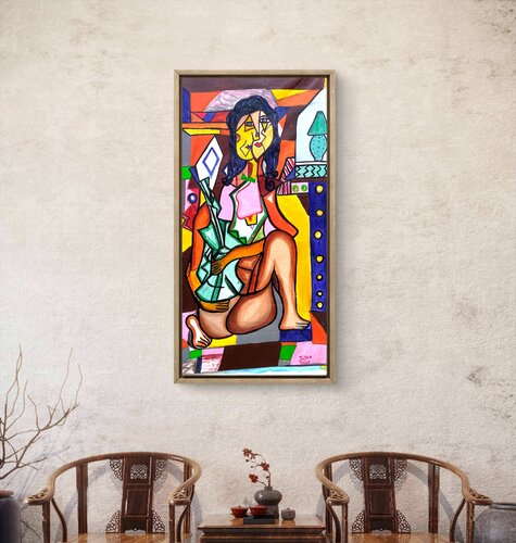 Woman of Guitar van Joyce Esteves, Schilderij te koop op Singulart