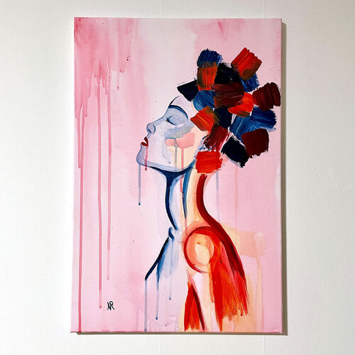 What drips, connects the layers di Nicole Rechsteiner, Pittura in vendita su Singulart