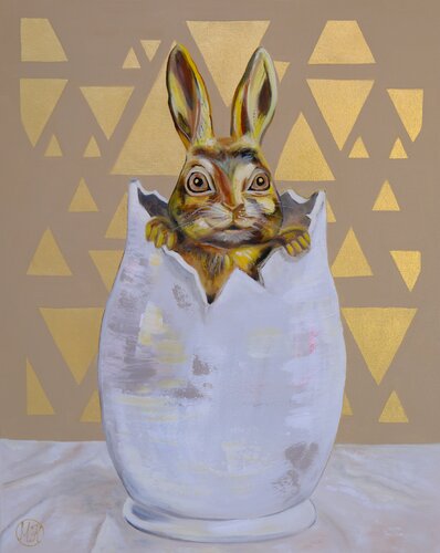 "Easter's Golden Bunny" by Marina Karkonen, Painting for Sale on Singulart