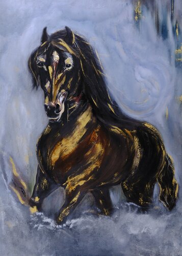 "Golden Horse " by Marina Karkonen, Painting for Sale on Singulart