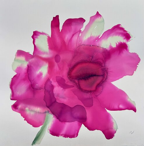 9. Bloom Portrait IX: Silent Opening de Ina Schuppe Koistinen, Pintura a la venta en Singulart