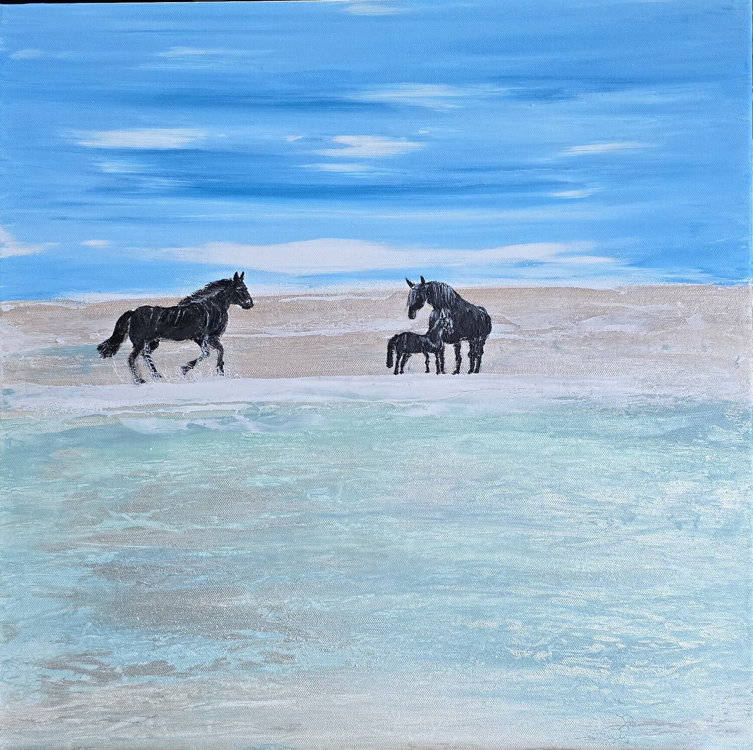 Horses by the Shimmering Sea Surjit Bhandal