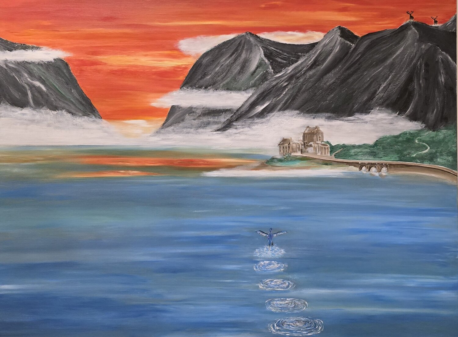 Eilean Donan Castle in Sunset Surjit Bhandal Original painting for sale