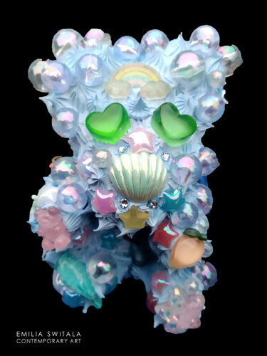 BLUE TEDDY BEAR SCULPTURE #400 by Emilia Switala, Sculpture for Sale on Singulart