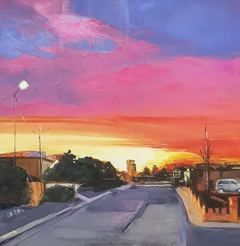 Urban Reflections-Afterglow di Youngsook Park, Pittura in vendita su Singulart