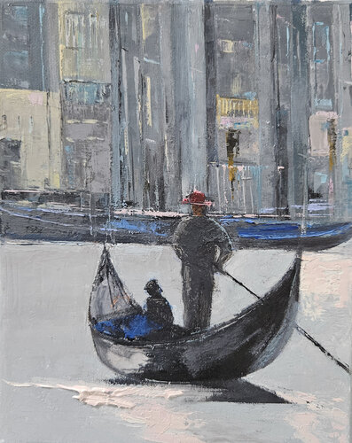 Between Grey and Blue by Youngsook Park, Painting for Sale on Singulart