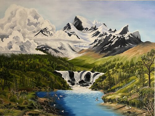 Soothing Meadows di Jerry Gu, Pittura in vendita su Singulart