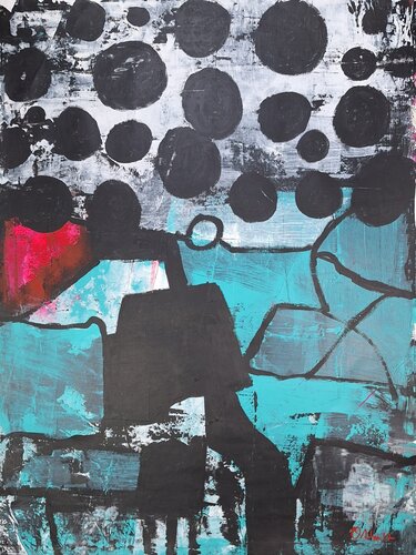 Abstracción Urbana en Turquesa van Juanjo Ortubia, Werk op papier te koop op Singulart