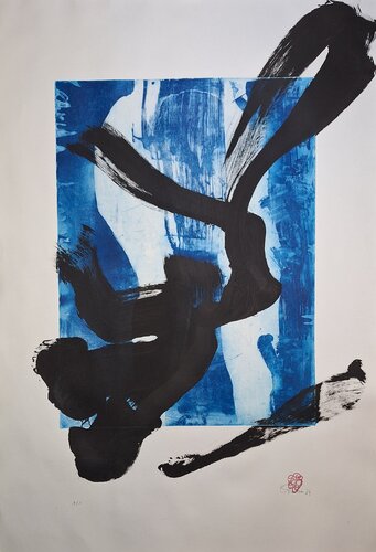 Gesto sobre Azul Profundo I by Juanjo Ortubia, 종이 for Sale on Singulart