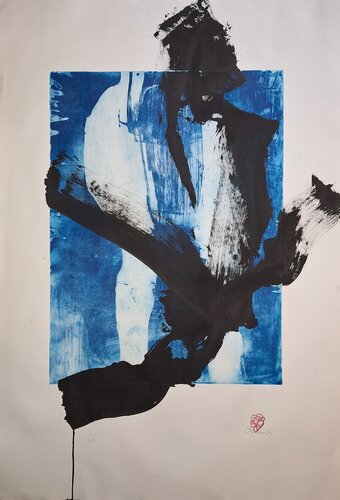 Gesto sobre Azul Profundo II by Juanjo Ortubia, Work on Paper for Sale on Singulart