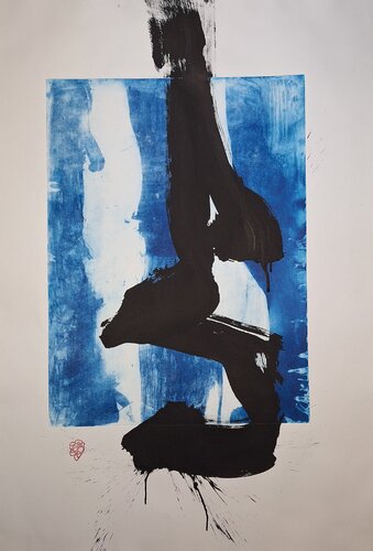 Gesto sobre Azul Profundo IV by Juanjo Ortubia, Work on Paper for Sale on Singulart