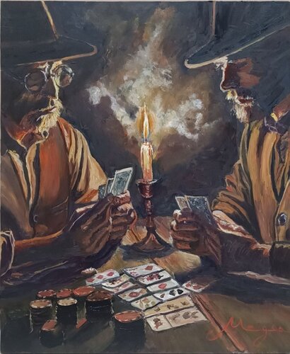 JUGADORES DE CARTAS de Salvador José Megias Carmona, Pintura a la venta en Singulart