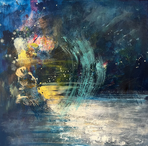 Magic Carpet Ride par Monique Robidoux Art & Design, Peinture en vente sur Singulart