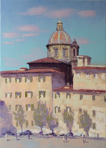 Firenze, Piazza del Carmine van Revaz Tcheishvili, Schilderij te koop op Singulart