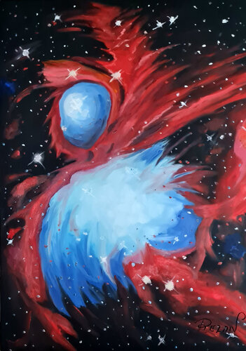 COSMİC COLLISION -THE  EYE OF CHAOS by Rezan Ozger, Painting for Sale on Singulart